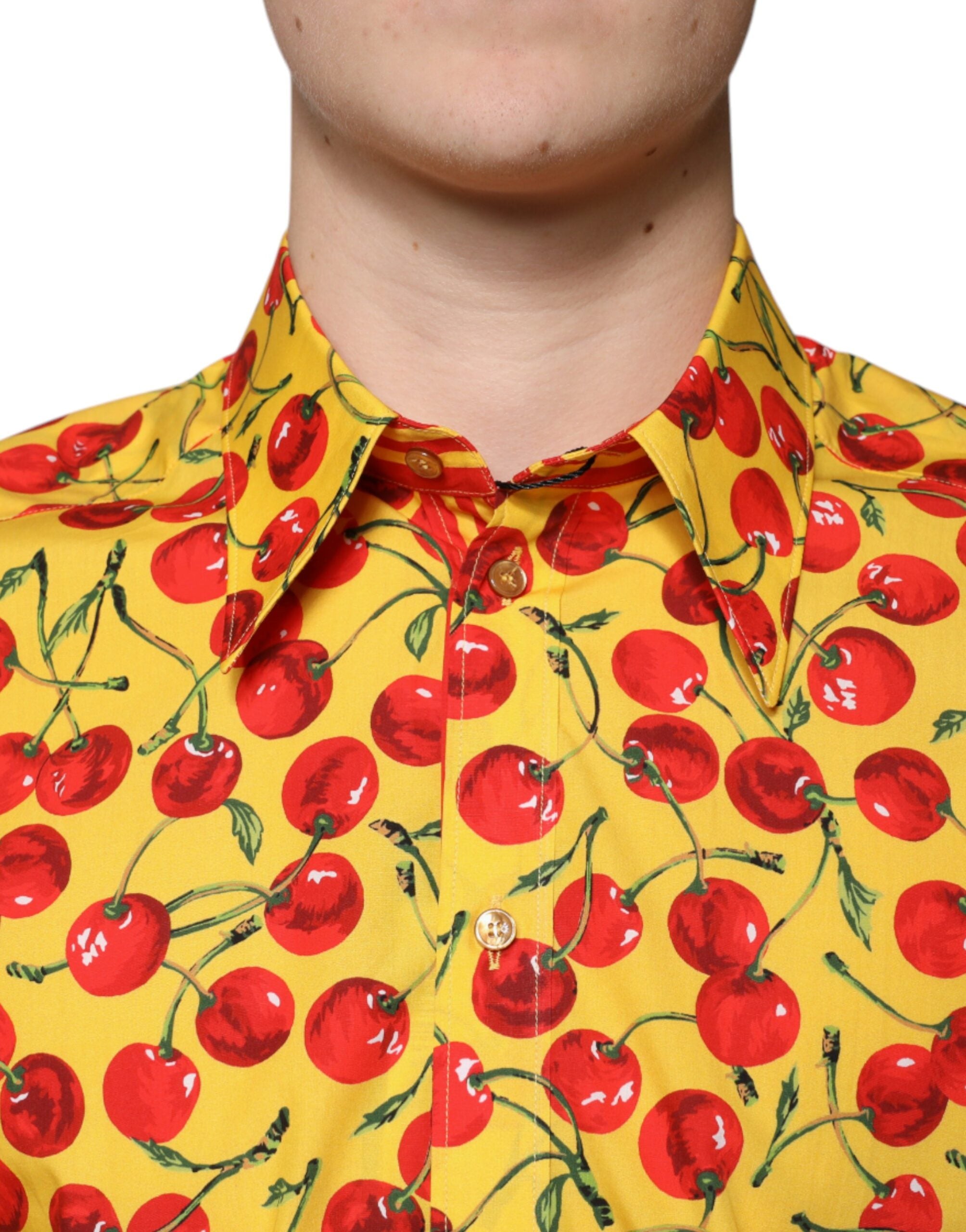 Dolce & Gabbana Yellow Cherry Cotton Shirt MARTINI